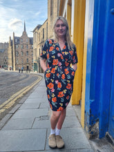 Load image into Gallery viewer, Navy Poppy Print Dress