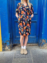 Load image into Gallery viewer, Navy Poppy Print Dress