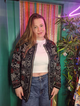 Load image into Gallery viewer, Grey & Black Floral Vintage Cardigan