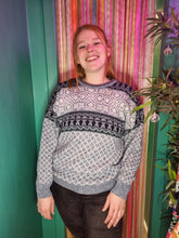 Load image into Gallery viewer, Blue and White Patterned Sweater