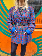 Load image into Gallery viewer, Blue and Red Tartan Blazer
