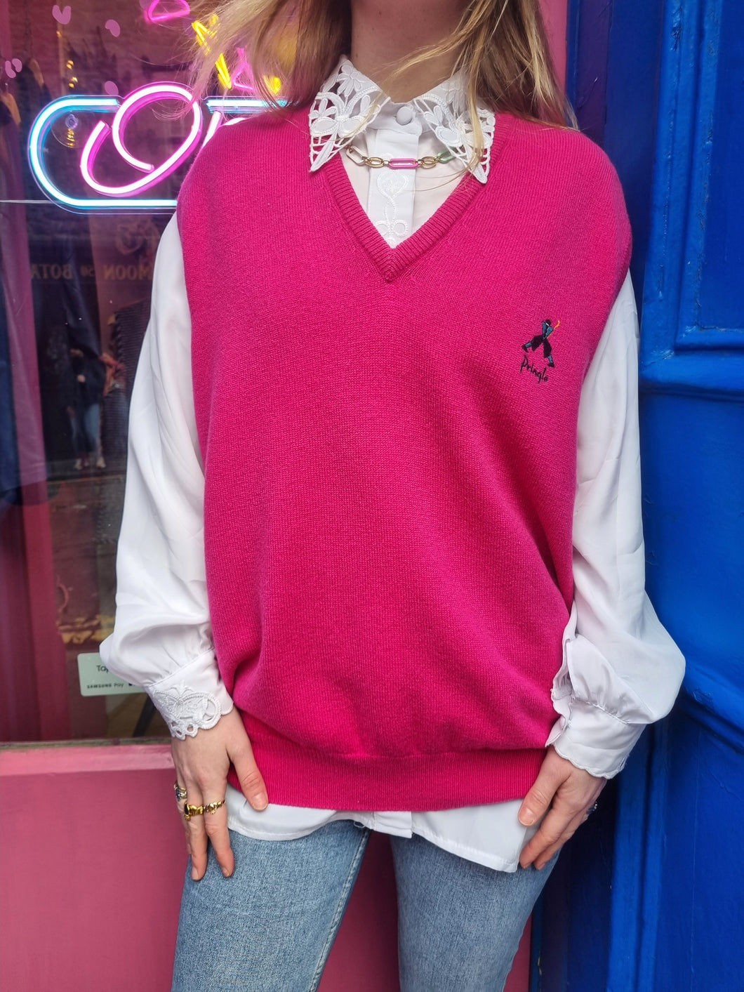 Pringle Hot Pink Wool Sweater-Vest