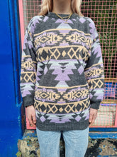 Load image into Gallery viewer, Lilac and Peach Aztec Sweater
