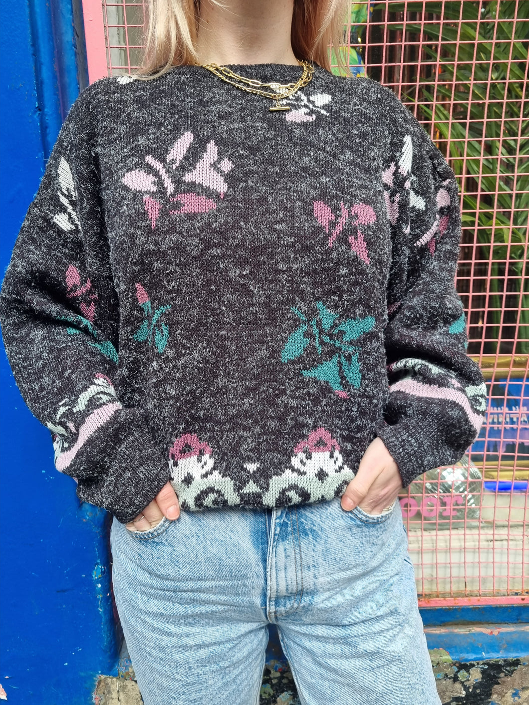 Charcoal Floral Sweater