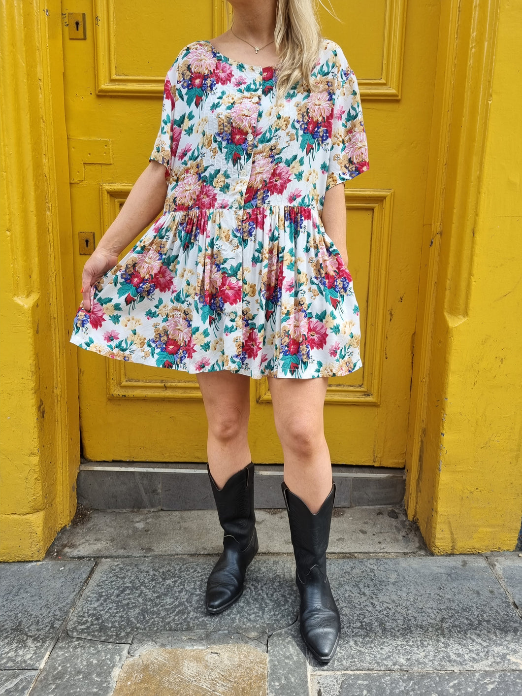 Floral Smock Style Mini Dress