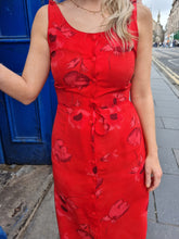 Load image into Gallery viewer, Red Floral Button Front Dress
