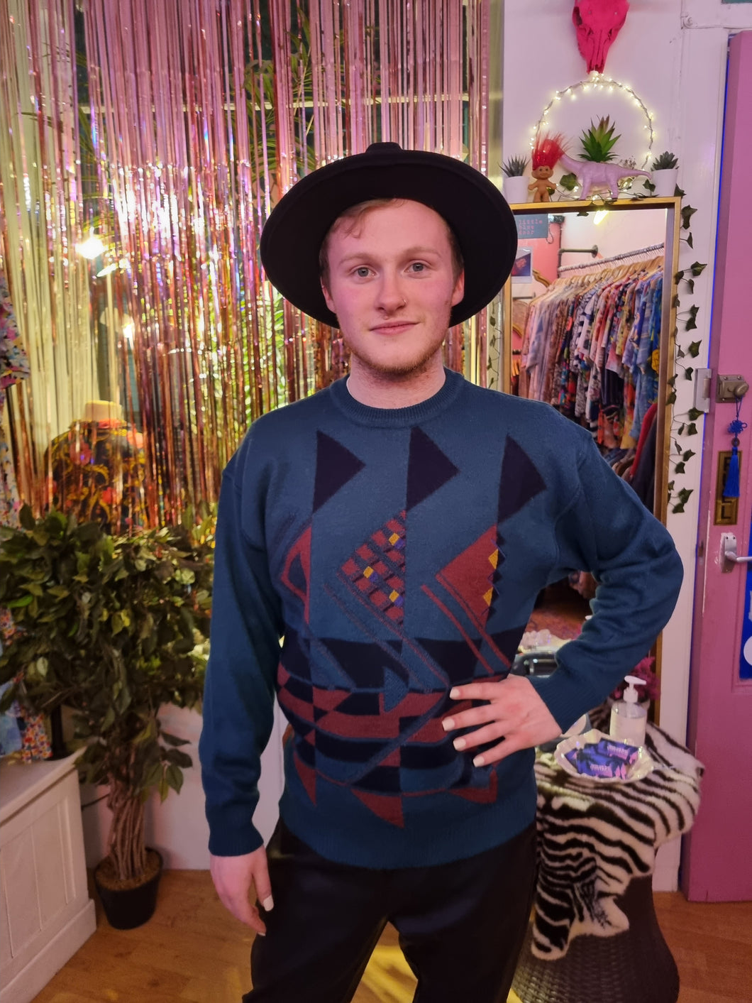 Green and Navy Triangle Jumper