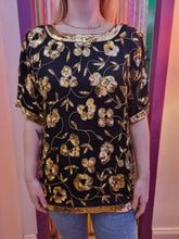 Load image into Gallery viewer, Gold Sequin Floral Top
